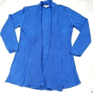 STUDIO WORKS WOMEN'S BRIGHT PRIMARY BLUE OPEN FRONT LONG SLEEVE KNIT CARDIGAN 1X